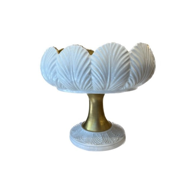 Small Tulip Serving Bowl Stand - White Antique Gold