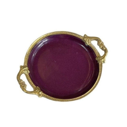 Small Round Dish With Handles Plum