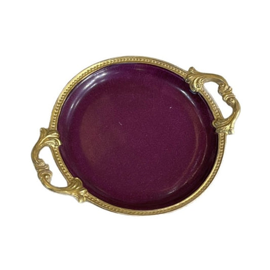 Medium Size Round Dish With Handles Plum