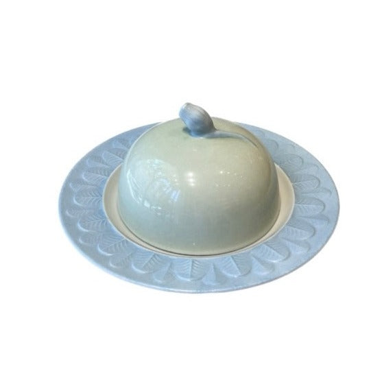 Peacock Butter Dish With Cloche - Aquamarine