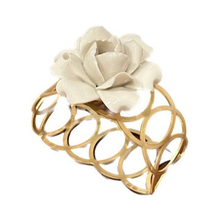 Camelia Napkin Ring - Shiny White