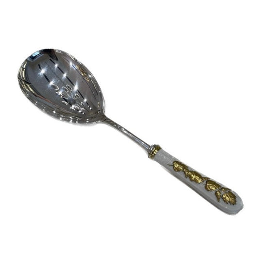 Bernini Risotto Spoon Gold Plated 925 Sterling Silver - White Antique Gold