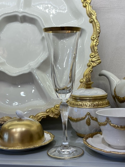 Champagne Flute - White Antique Gold