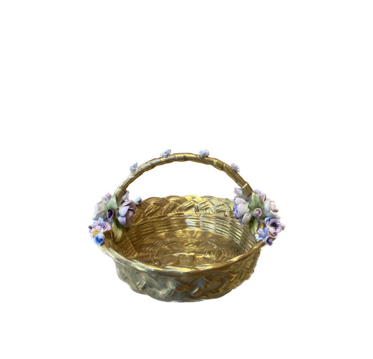 Margaret De Valois Basket - Antique Gold Coloured Flowers