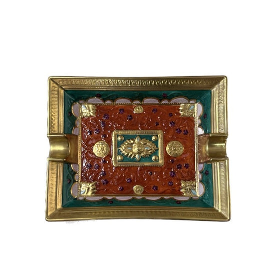 Orient Ashtray Coral Red - Peacock Green