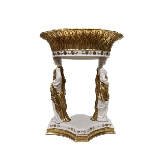 Muse Bowl White - Antique Gold