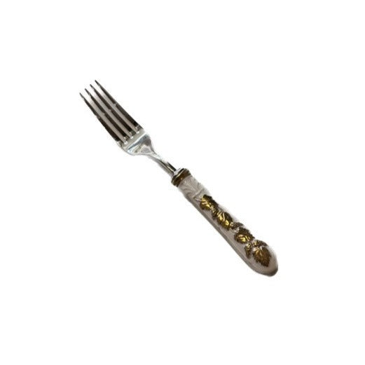 Bernini Dessert Fork Silver Plated - White Antique Gold