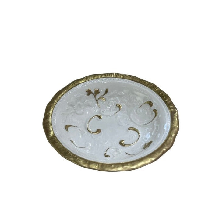 Small Taormina Soap Dish - White Antique Gold