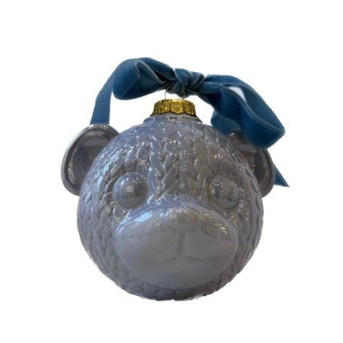 Teddy Head Hanging Decoration - Baby Blue Gold