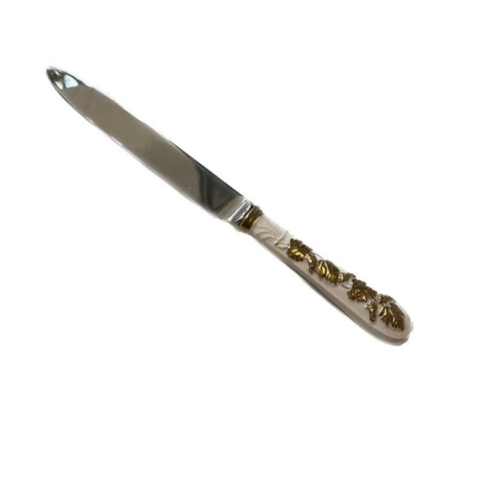 Bernini Dinner Knife Silver Plated - White Antique Gold