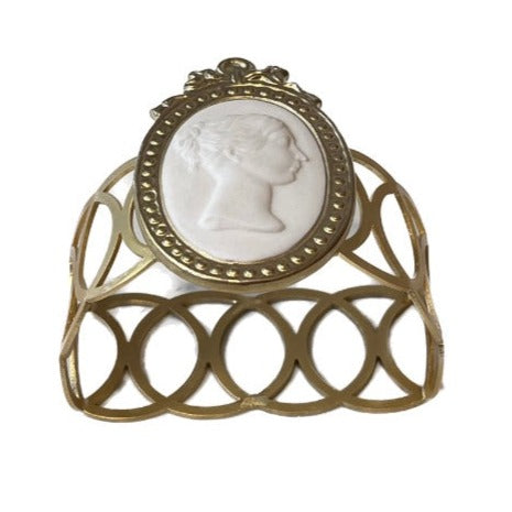 Era Napkin Ring Matt White - Antique Gold Base