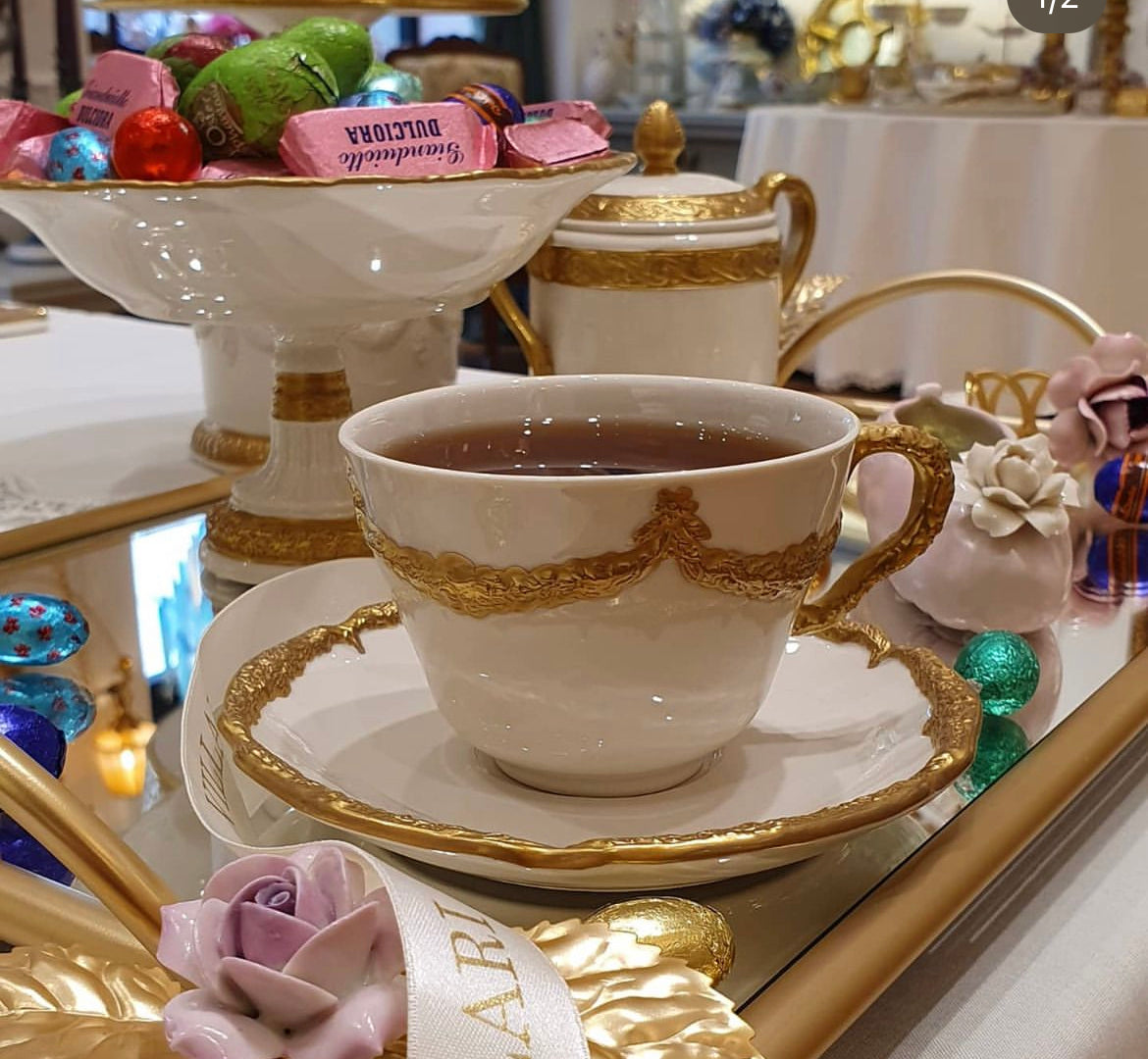 Empire White & Gold Coffee Cup & Saucer