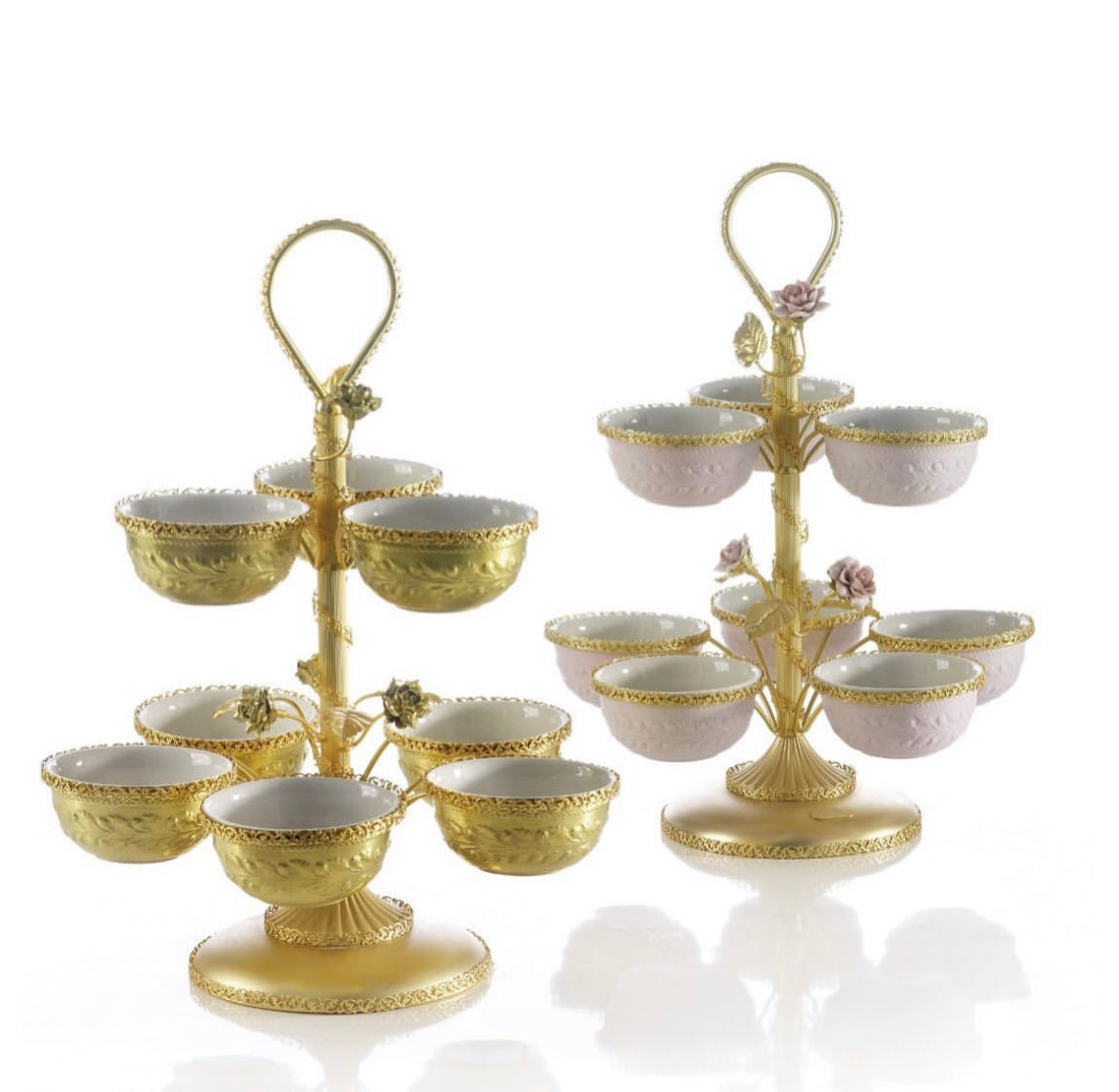 Taormina Pink & Gold Pistachios Holder - 8 Bowls