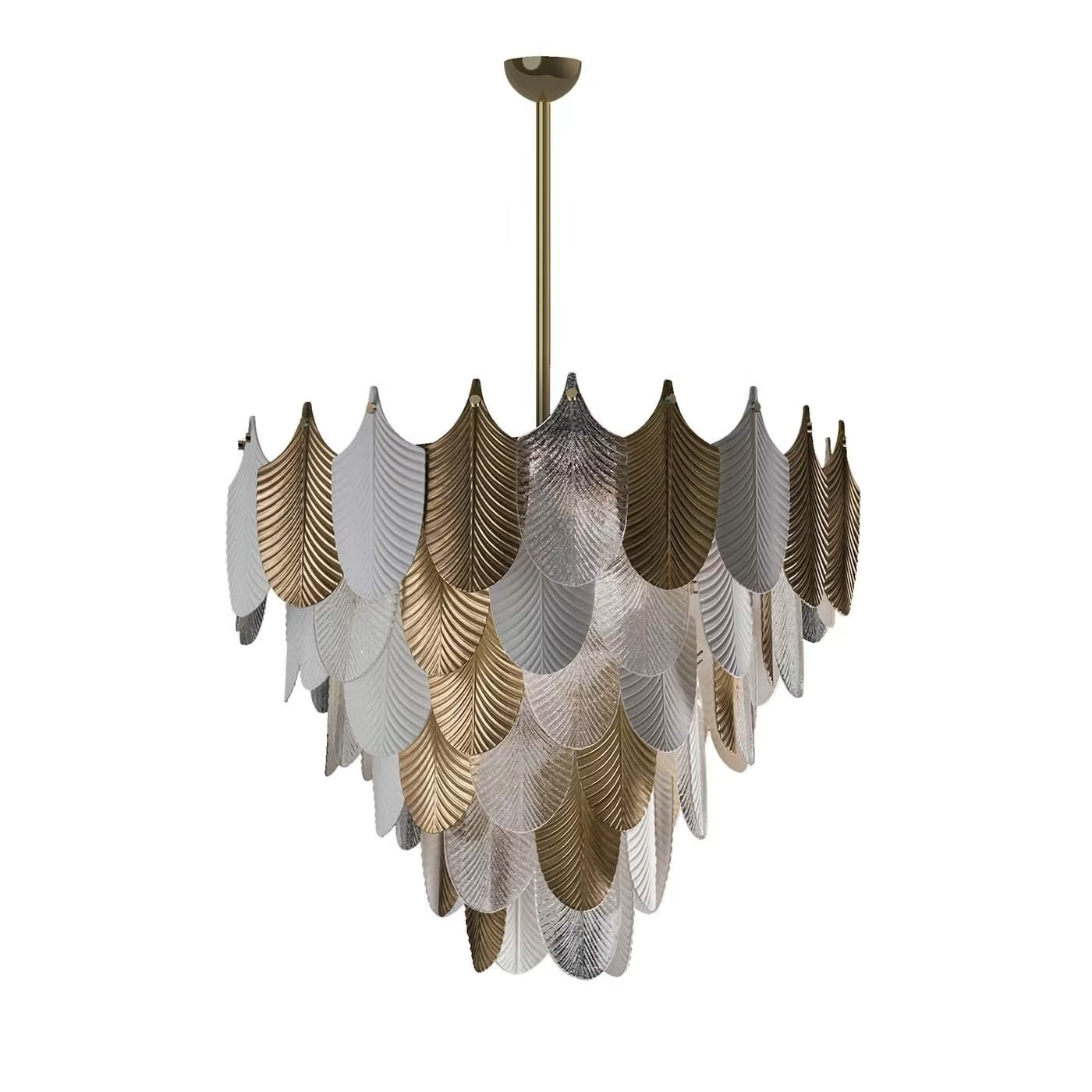 Medium Peacock Chandelier 12 Lights- 6lvl Lights Electrification 12 x Max 28W E 14 - Matt White Antique Gold