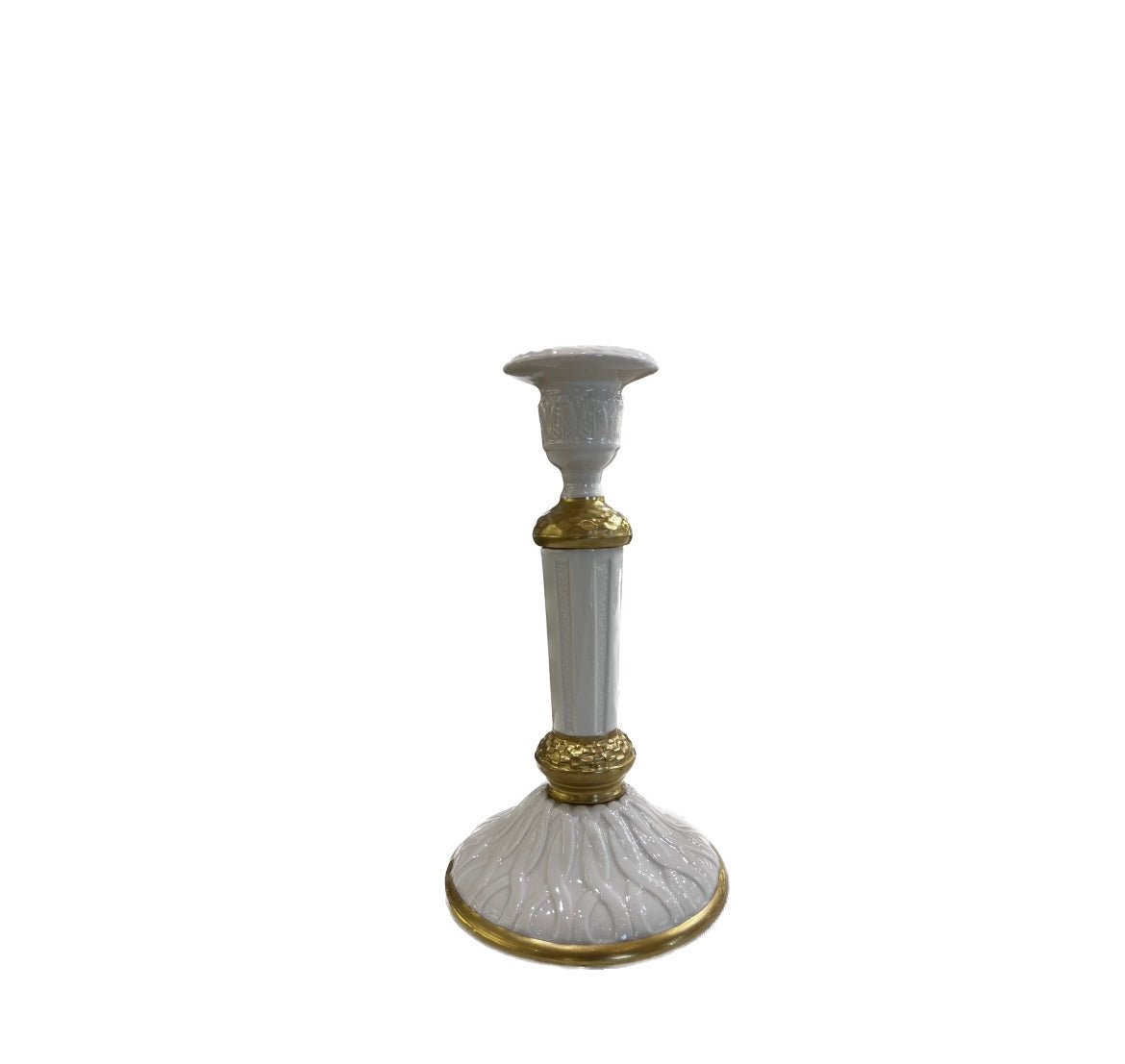 Voltaire Candle Holder - White Antique Gold Profiles