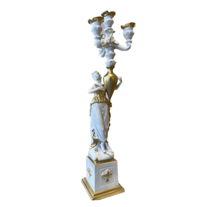 Clizia Candelabra (left) - White Antique Gold