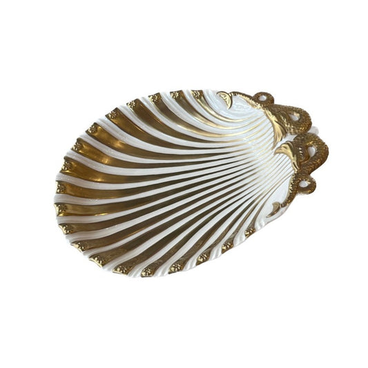 Shell Plate Big Size - White Antique Gold