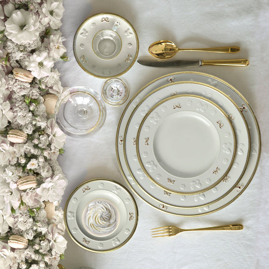 Dining Set - Butterfly Dining Set - White & Gold