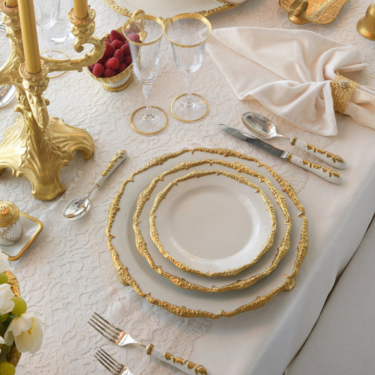 Dining Set - Empire - White & Gold