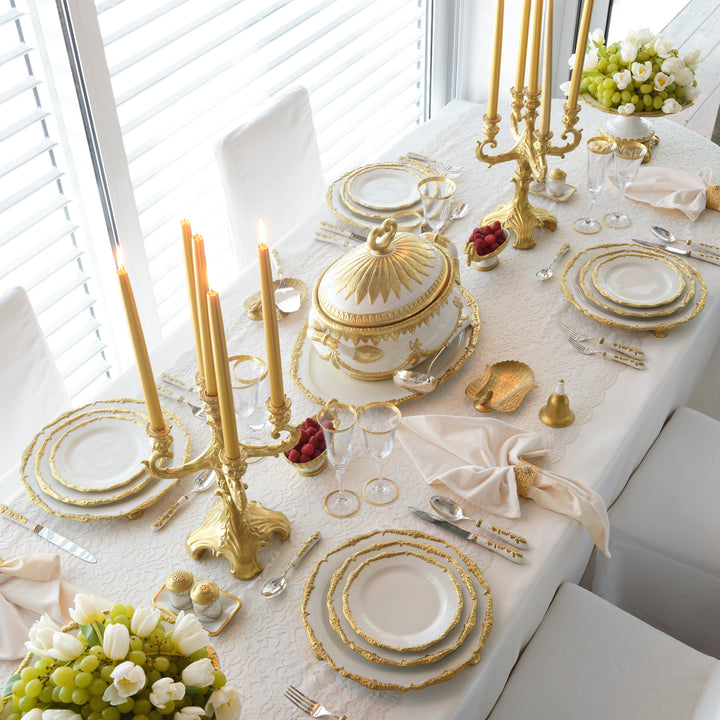 Dining Set - Empire - White & Gold