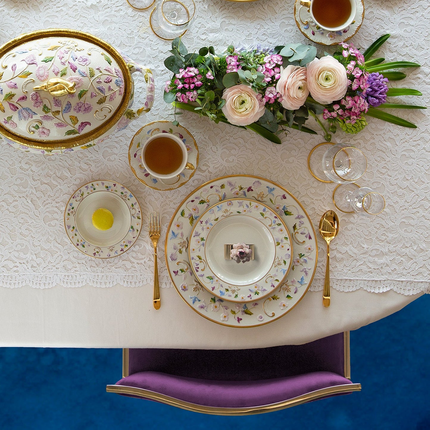 Dining Set - Spring Taormina  - Multicolor & Gold