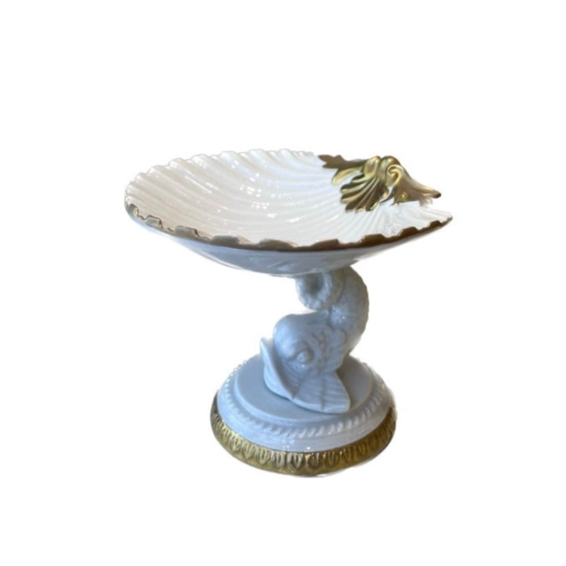 Dolphin Big Stand - White Antique Gold