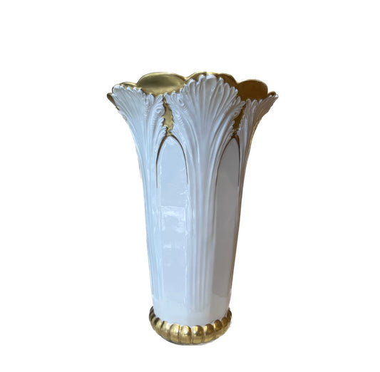 Tulip Vase - White Antique Gold Profiles