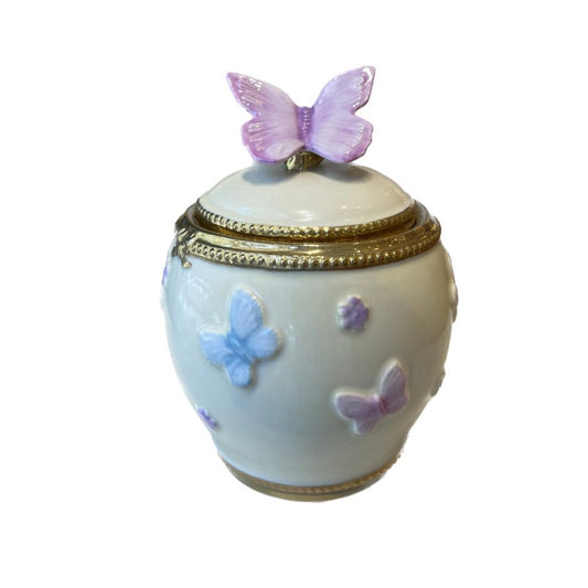 Butterfly Sugar Bowl - Light Yellow Baby Rose 24K Gold