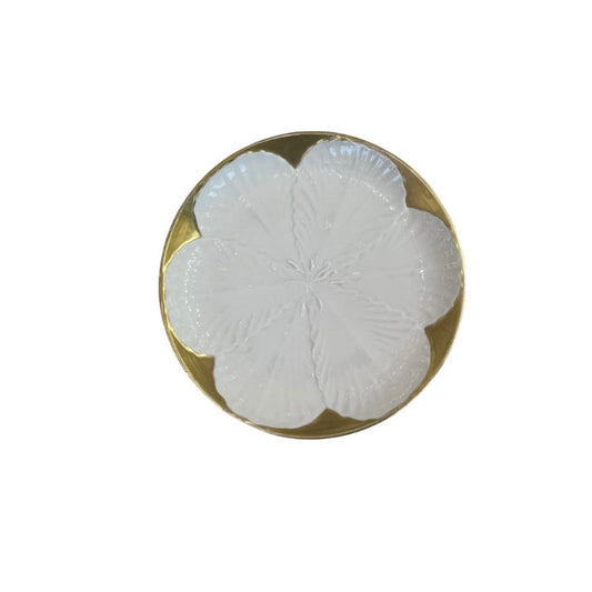 Tulip Dessert Plate - White Antique Gold